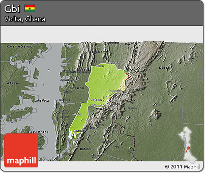 Physical 3D Map of Gbi, darken, semi-desaturated