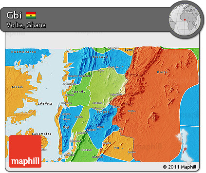 Physical 3D Map of Gbi, political outside