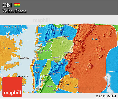 Physical 3D Map of Gbi, political outside