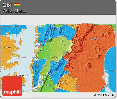 Physical 3D Map of Gbi, political outside