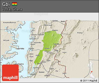 Physical 3D Map of Gbi, shaded relief outside
