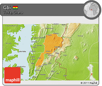 Political 3D Map of Gbi, physical outside