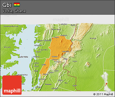 Political 3D Map of Gbi, physical outside