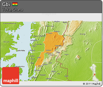 Political 3D Map of Gbi, physical outside