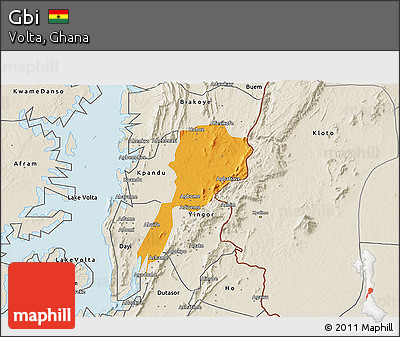 Political 3D Map of Gbi, shaded relief outside