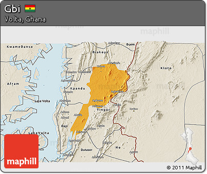 Political 3D Map of Gbi, shaded relief outside