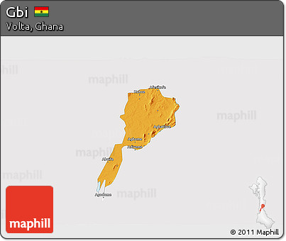 Political 3D Map of Gbi, single color outside