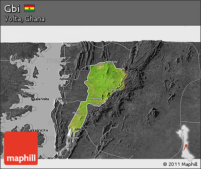 Satellite 3D Map of Gbi, darken, desaturated