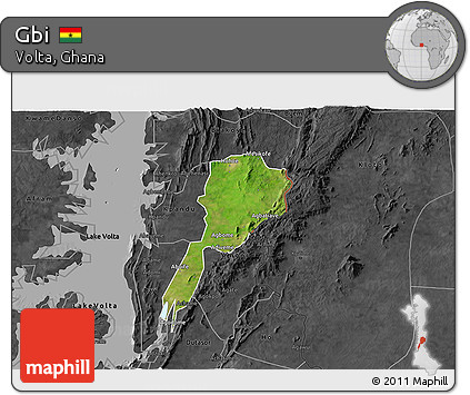 Satellite 3D Map of Gbi, darken, desaturated