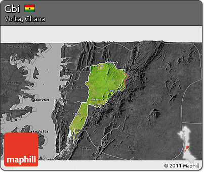 Satellite 3D Map of Gbi, darken, desaturated