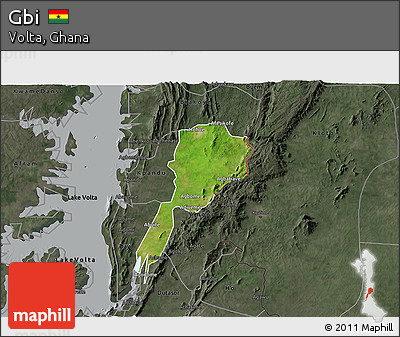Satellite 3D Map of Gbi, darken, semi-desaturated