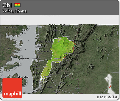 Satellite 3D Map of Gbi, darken, semi-desaturated