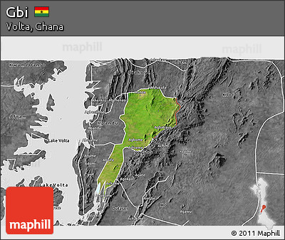 Satellite 3D Map of Gbi, desaturated