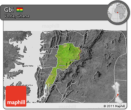 Satellite 3D Map of Gbi, desaturated