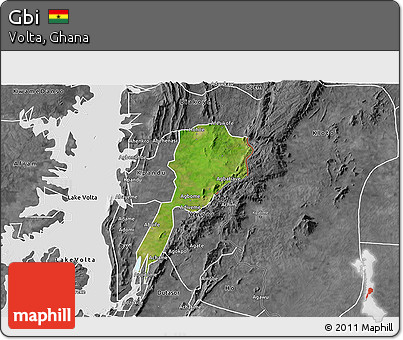 Satellite 3D Map of Gbi, desaturated