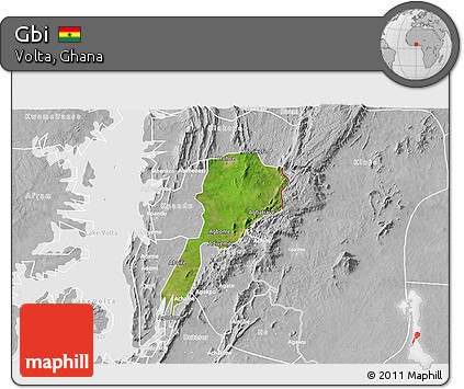 Satellite 3D Map of Gbi, lighten, desaturated