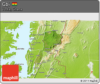 Satellite 3D Map of Gbi, physical outside