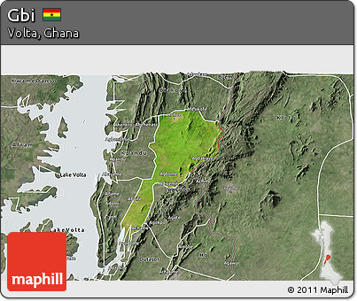 Satellite 3D Map of Gbi, semi-desaturated