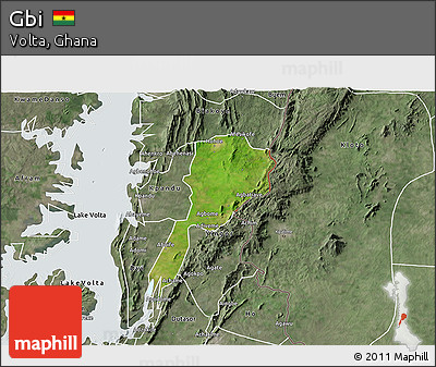 Satellite 3D Map of Gbi, semi-desaturated