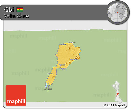 Savanna Style 3D Map of Gbi, single color outside
