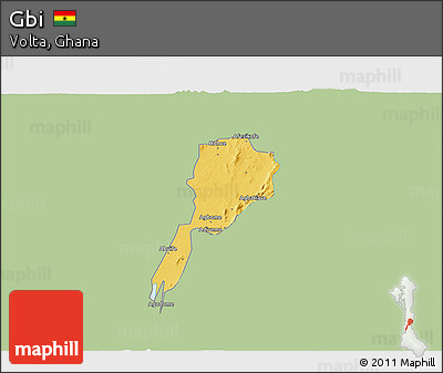 Savanna Style 3D Map of Gbi, single color outside