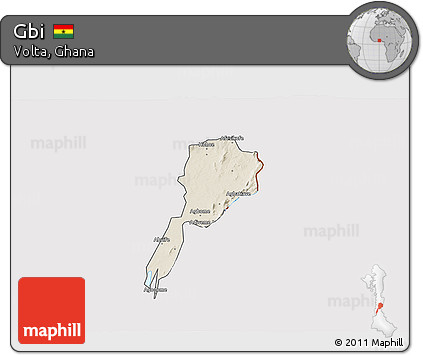 Shaded Relief 3D Map of Gbi, cropped outside