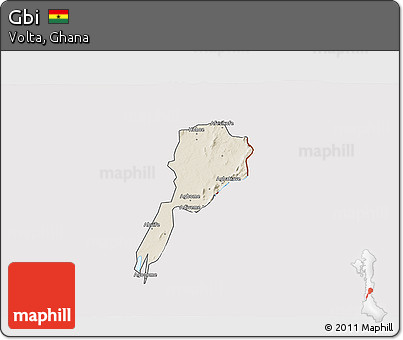 Shaded Relief 3D Map of Gbi, cropped outside