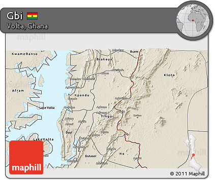 Shaded Relief 3D Map of Gbi