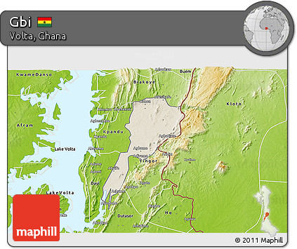 Shaded Relief 3D Map of Gbi, physical outside