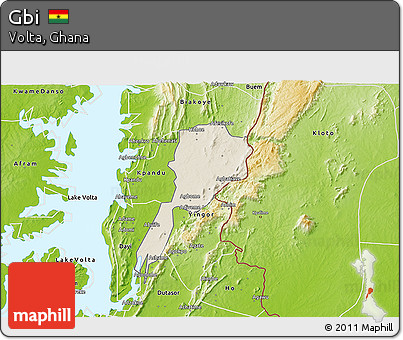 Shaded Relief 3D Map of Gbi, physical outside