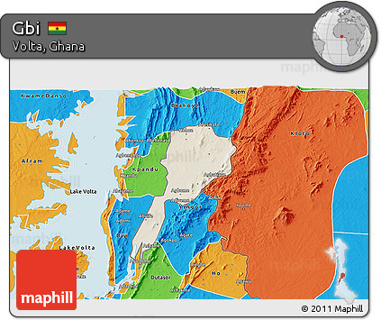 Shaded Relief 3D Map of Gbi, political outside