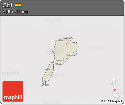 Shaded Relief 3D Map of Gbi, single color outside