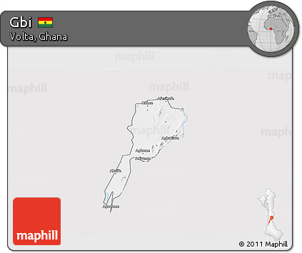 Silver Style 3D Map of Gbi, single color outside