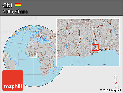 Gray Location Map of Gbi, within the entire country
