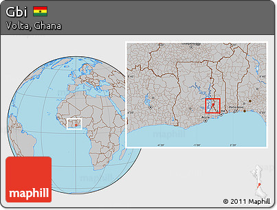 Gray Location Map of Gbi, within the entire country