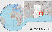 Gray Location Map of Gbi, highlighted country, within the entire country
