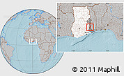 Gray Location Map of Gbi, highlighted country, highlighted parent region, hill shading
