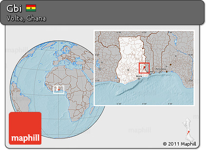 Gray Location Map of Gbi, highlighted country, hill shading