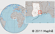 Gray Location Map of Gbi, highlighted country, hill shading