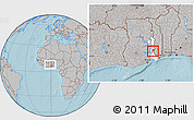 Gray Location Map of Gbi, highlighted parent region, within the entire country, hill shading