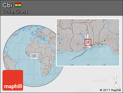 Gray Location Map of Gbi, highlighted parent region, hill shading