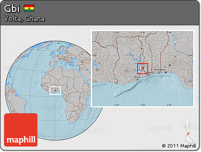 Gray Location Map of Gbi, hill shading
