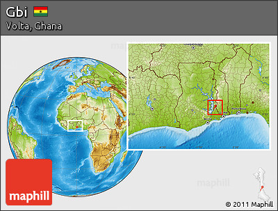 Physical Location Map of Gbi, within the entire country