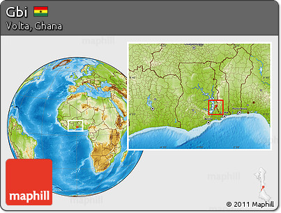 Physical Location Map of Gbi, within the entire country