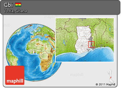 Physical Location Map of Gbi, highlighted country, highlighted parent region, within the entire country
