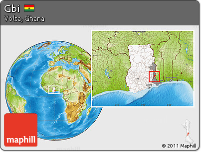 Physical Location Map of Gbi, highlighted country, highlighted parent region, within the entire country