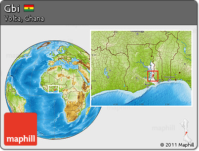 Physical Location Map of Gbi, highlighted parent region, within the entire country