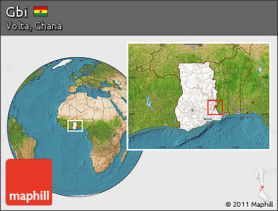 Satellite Location Map of Gbi, highlighted country, within the entire country