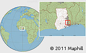 Savanna Style Location Map of Gbi, highlighted country, highlighted parent region, within the entire country