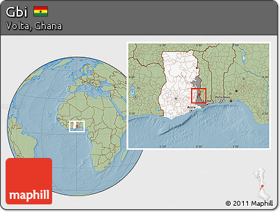 Savanna Style Location Map of Gbi, highlighted country, highlighted parent region, hill shading